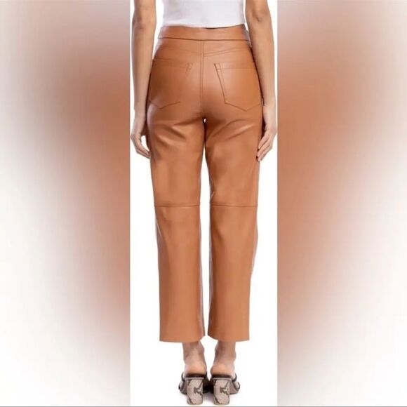 NWT NYC The Baxter Ribcage Straight Leg
High Waist Faux Leather Pants Brown 26 - Picture 5 of 15